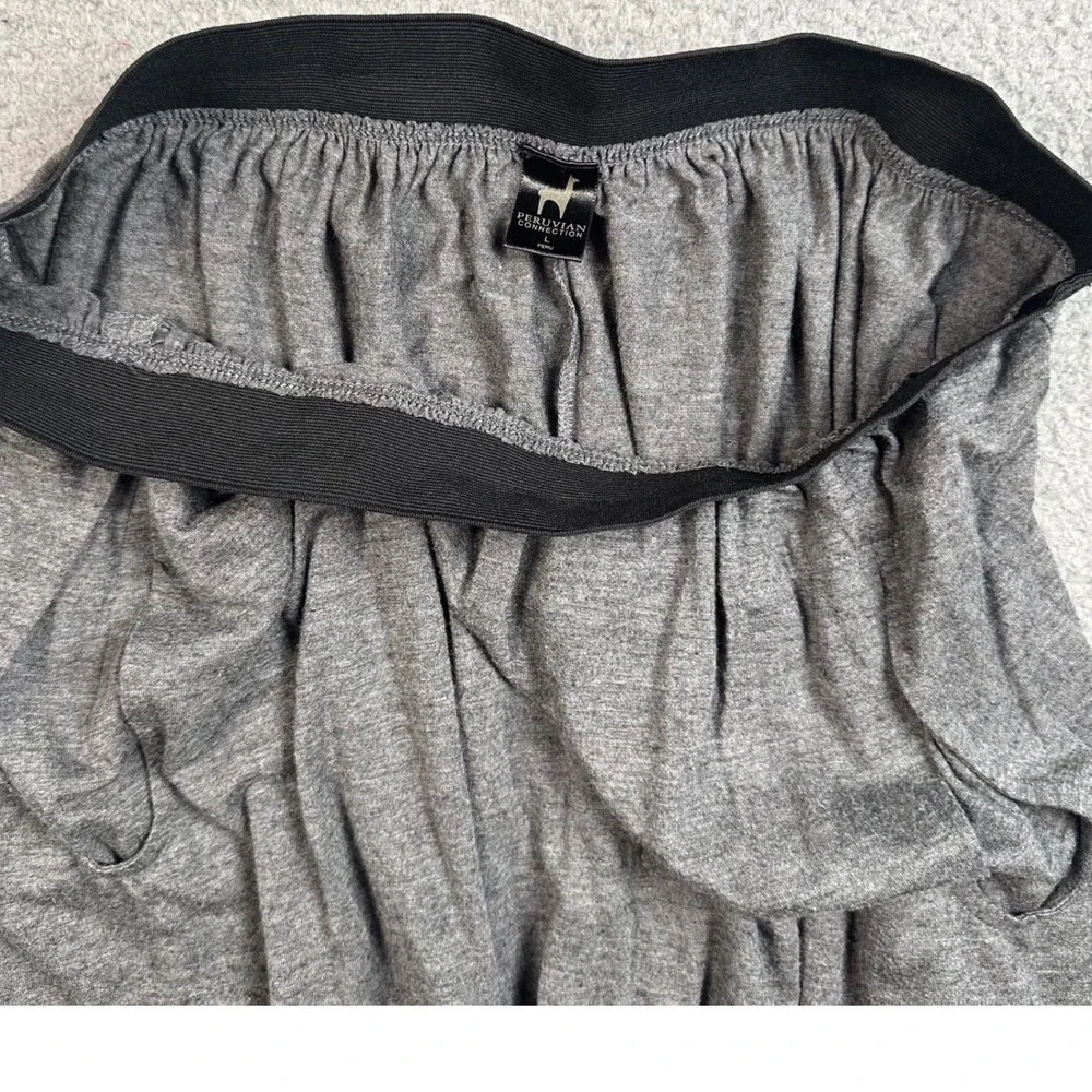 Peruvian Connection Modal Maxi Skirt Women Large Gray Knit Pockets Elastic Waist